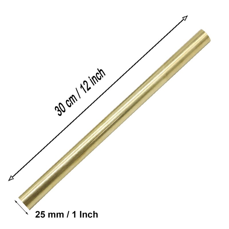 PGCOKO 1 Pcs 25mm / 1 Inch Solid Round Brass Rod Lathe Bar Stock Kit, 1 Inch in Diameter 12 Inch in Length - Image 2
